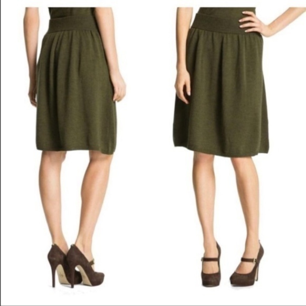 Eileen Fisher 100% Wool Knit Pull-On Green Skirts Size XS